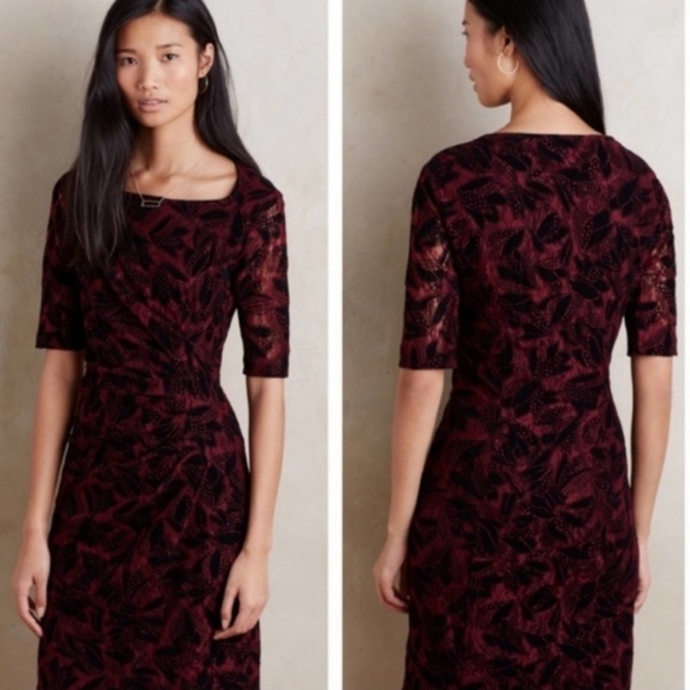 ANTHROPOLOGIE MAEVE Elorn Ruched Floral Dress 6
